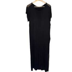 COS Black Maxi Sheer Overlay Short Sleeve dress Sz M